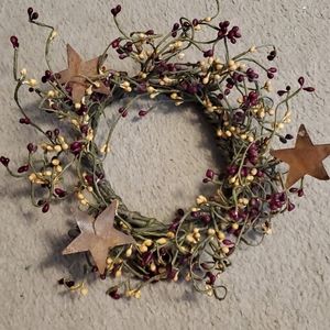 Metal star primitive berry wreath